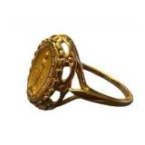 Ross-Simons Italian 18kt Gold Over Sterling Miraculous Medal Frame Ring