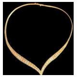 14K Tri Color “V” Shape Necklace