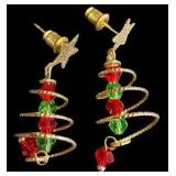 Four Pairs of Red Hue & Christmas Earrings