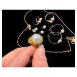 Assortment of Pearl & Gold Tone Jewelry