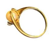 10K Pearl & Diamond Size 6 Ring