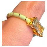 Ross-Simons 1.70 Carat Prasiolite Ring with Green Enamel in 18kt Gold Over Sterling Silver