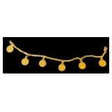 24K Yellow Gold Dangle Coin Bracelet