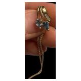 14k Gold Necklace with Light Blue Gemstones