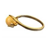 10K Pearl & Diamond Size 6 Ring