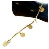 24K Yellow Gold Dangle Coin Bracelet