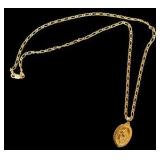 14k Yellow Gold St. Christopher Medal Pendant Necklace