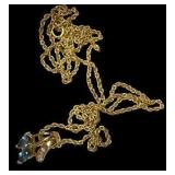 14k Gold Necklace with Light Blue Gemstones