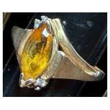 10K Yellow Citrine Ring