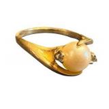 10K Pearl & Diamond Size 6 Ring