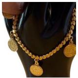 24K Yellow Gold Dangle Coin Bracelet