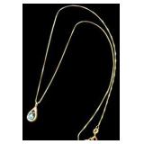 14K Blue Topaz Teardrop Necklace