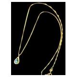 14K Blue Topaz Teardrop Necklace