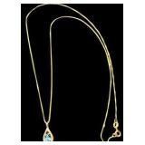 14K Blue Topaz Teardrop Necklace