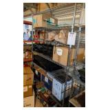 two rolling metal racks, customizable shelves