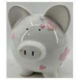 Child to Cherish Ceramic Piggy Bank Figurine with Heart Motifs & Starburst Accent