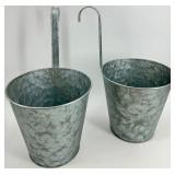 Galvanized Metal Buckets & Caddy Set with Bird Accent
