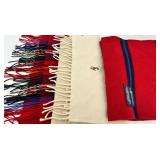 Polo Ralph Lauren Scarves - Red Striped Wool & Beige Pony-Embroidered