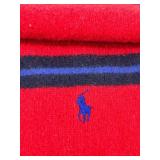 Polo Ralph Lauren Scarves - Red Striped Wool & Beige Pony-Embroidered