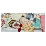 Assorted Crochet Doilies - Patchwork Squares & Gingham Textiles