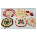 Assorted Crochet Doilies - Patchwork Squares & Gingham Textiles