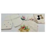 Assorted Embroidered Linen Napkins & Table Linens