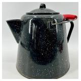 Speckled Enamel Black Tea Pot with Red Handle - Cogniat Impressions Book & Ceramic Bowl with Apple Accent Pieces