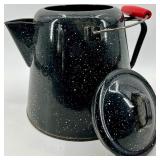 Speckled Enamel Black Tea Pot with Red Handle - Cogniat Impressions Book & Ceramic Bowl with Apple Accent Pieces