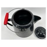 Speckled Enamel Black Tea Pot with Red Handle - Cogniat Impressions Book & Ceramic Bowl with Apple Accent Pieces