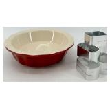 Speckled Enamel Black Tea Pot with Red Handle - Cogniat Impressions Book & Ceramic Bowl with Apple Accent Pieces