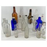 Assorted Glass Bottles - Frostie Soda Bottle, Blue & Clear Bottles