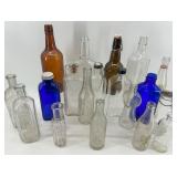 Assorted Glass Bottles - Frostie Soda Bottle, Blue & Clear Bottles