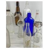 Assorted Glass Bottles - Frostie Soda Bottle, Blue & Clear Bottles