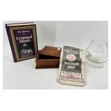 The Book of Criminal Minds Hardcover & Wooden Box with Magnum Shot Bag & Glass Snifter