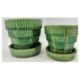 McCoy Pots Ribbed Ceramic Planters (Lot of 2)