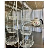 Two wire Hanging Fruit Baskets & Kamenstein "World of Motion" Bee Teapot (for parts or repair)