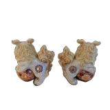 Pair of Foo Dog Ceramic Figurines with Openwork Lattice Bodies