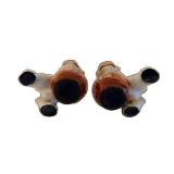 Pair of Foo Dog Ceramic Figurines with Openwork Lattice Bodies