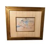 The Gallery Collection - Woman Seated on a Cushion (Delacroix Reproduction) 23 x 26