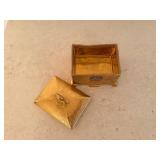 Ornate Floral Engraved Trinket Box with Lidded Top and Scroll Handle