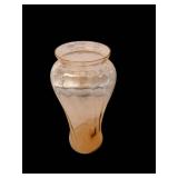 13.5-Inch Amber Glass Vase with Floral Etching