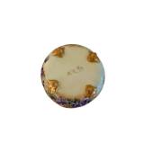 Footed Floral Majolica Bowl - Green Interior and Purple Flowers - MR Mark