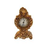 Antique 6-Inch Gilt Rococo Mantel Clock with Mechanical Wind-Up Movement