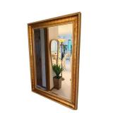 Ornate Gold Gilded Wall Mirror - Beveled Inner Frame - 35 1/2 x 49 Inches
