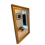Ornate Gold Gilded Wall Mirror - Beveled Inner Frame - 35 1/2 x 49 Inches