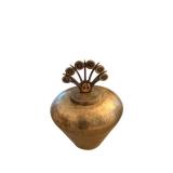 Hand-Hammered Vase with Brass Peacock Finial - 33 x 18 Inches