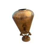 Hand-Hammered Vase with Brass Peacock Finial - 33 x 18 Inches