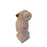 Porcelain Bust Figurine with Floral Crown and Intricate Hair Scrolls
