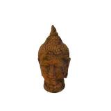 Terracotta Buddha Head Sculpture - Weathered Patina, Rustic Buddhist Bust for Display