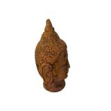 Terracotta Buddha Head Sculpture - Weathered Patina, Rustic Buddhist Bust for Display